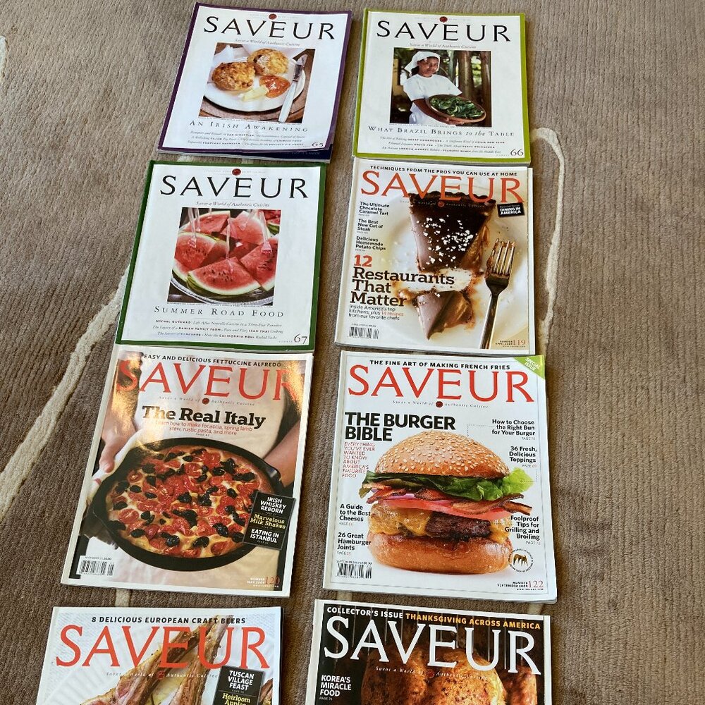 Saveur Magazine lot of 8. 2003 & 2009.  Smoke free home. Good Condition!
